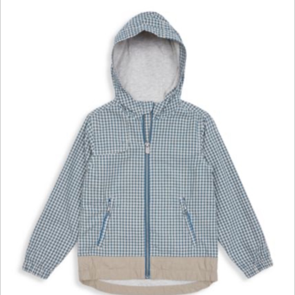 Peek Blue and Tan Checkered Hooded Jacket